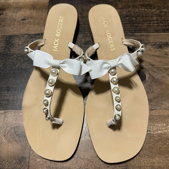 Jack Rogers Sandpiper Bowl Pearl Embellished Sandals - Picture 2 of 7